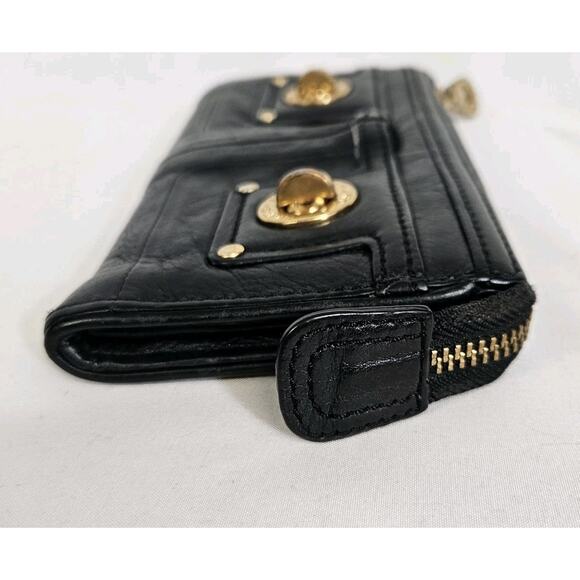 Marc By Marc Jacobs Black Leather Turnlock Tip Zip Rectangular Wallet Clutch - Picture 4 of 12